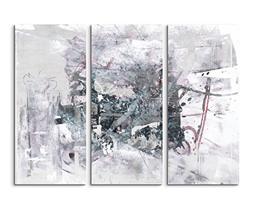 130x90 cm Abstrakte Kunst 3teiliges Leinwandbild Fotoleinwand beige grau lila verwischt von Unbekannt