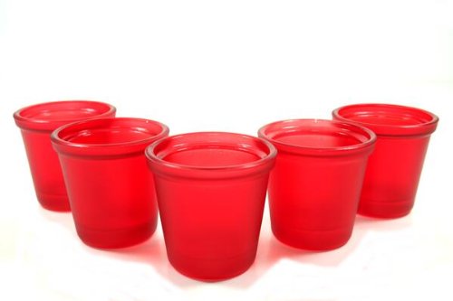 15 Glas - Teelichthalter Frost Glas Marke VILLAVERDE Votivglas Windlicht Rot von Unbekannt