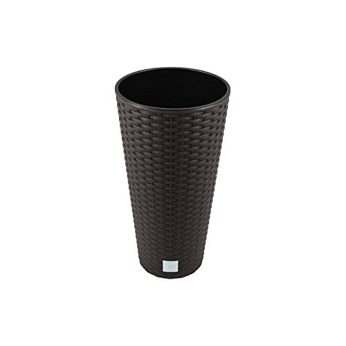 15 Liter Blumentopf Pflanztopf Rattan Optik braun Pflanzsäule inkl. Pflanzeinsatz Vase rund von Prosperplast