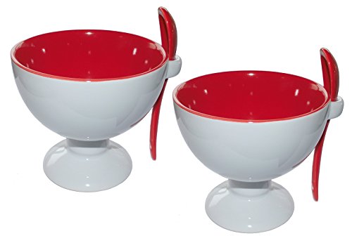 2 Stück Eisschale Schale Impressionen mit Löffel (Rot) von Unbekannt