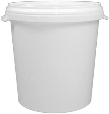 plasteo® 2X 30 Liter Plastikeimer Leereimer Hobbock Kunststoffeimer Weiß Behälter Kübel mit Schnappverschlussdeckel | Lebensmittelecht Stabil und Stapelbar | Dicht Verschließbar |2 Stück 30L von plasteo