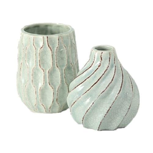 2 x Vase Greenie Steingut hellgrün Höhe 14 cm, Tischdeko, Geschenk, Blumen von Unbekannt