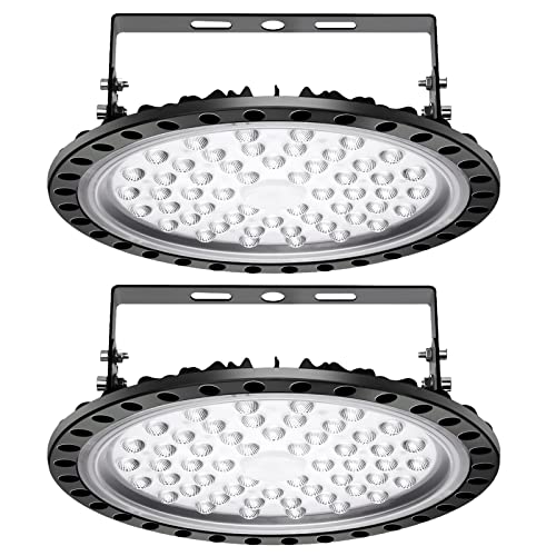 2 Pack 200W UFO LED Hallenleuchte, Papasbox LED Hallenleuchte Industrial Kronleuchter Hallenstrahler Hallenbeleuchtung Werkstattbeleuchtung, Kaltweiß 6000-6500K, Abstrahlwinkel 120° von papasbox