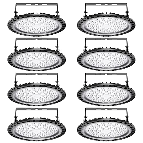 papasbox 8 Pack 200W UFO LED Hallenleuchte, LED Hallenleuchte Industrial Kronleuchter Hallenstrahler Hallenbeleuchtung Werkstattbeleuchtung, Kaltweiß 6000-6500K, Abstrahlwinkel 120° von papasbox