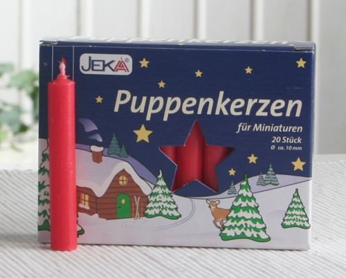 20er-Pack Puppenlichter / Geburtstagskerzen, 7x1 cm dick, Rot von Unbekannt