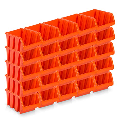 BERGLAND 25 Stück Sichtlagerboxen Größe 3 - Rotbraun (19,5 x 12 x 9 cm) - Stapelbar - Wandmontage - Polypropylen von Unbekannt