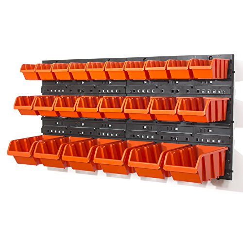 26 teilg. Wandregal Serie Orderline Lagerregal Regale inkl. Stapelboxen orange von Prosperplast