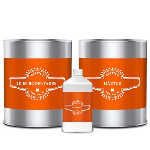 BEKATEQ 2K Epoxidharz Beigegrau 1KG I Bodenbeschichtung UV-optimiert, Selbstentlüftend, Geruchsarm, Betonfarbe für außen & innen I Bodenfarbe für Garagenboden, Werkstatt- & Industrieboden BE-702 von BEKATEQ