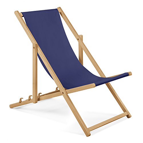 Unbekannt 2er Set Liegestuhl Farbe blau,Strandstuhl mit GRATIS Absicherndem Einstellungssystem,bis 100 kg,klappbar,Liege aus Buchenholz, Holzklappstuhl,Strandliege von Unbekannt