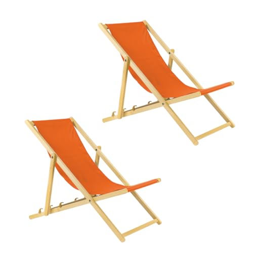 Unbekannt Liegestuhl klappbar aus Holz – 2er Set orange Stabiler Gartenliege - Strandliege, Leichter Sonnenliege für Garten, Balkon und Strand Bars - Liege modern Design Unbekannt Liegestuhl klappbar aus Holz – 2er Set orange Stabiler Gartenliege - Strandliege, Leichter Sonnenliege für Garten, Balkon und Strand Bars - Liege modern Design von Unbekannt