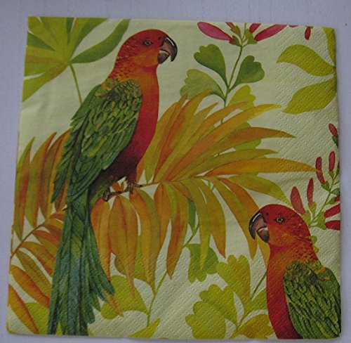 3 Servietten - Serviettentechnik - Papageien - 33 x 33 cm - Napkins 3 Servietten - Serviettentechnik - Papageien - 33 x 33 cm - Napkins von Unbekannt