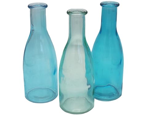 3 Vasen Glasflaschen Türkis Tischdeko Glasvase Blumenvase Deko Sommer von Unbekannt