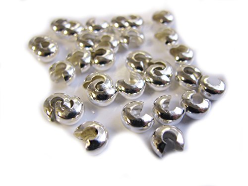 30 Kaschierperlen silberfarben, 6,1 x 3,9 mm, Perlen basteln, Quetschperlen von Unbekannt