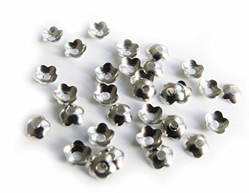 30 Perlkappen mini 4 mm silberfarben, Perlen und Engel basteln, Schmuck machen von Unbekannt