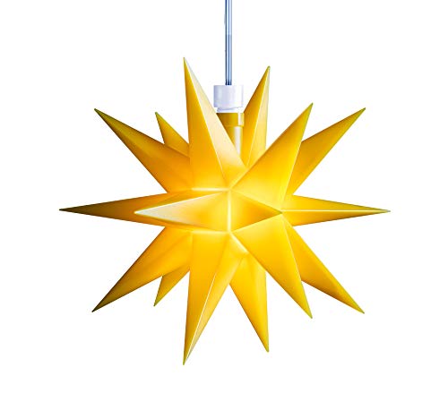 3D LED Stern Ø 12 cm Weihnachtsstern Batterie Ministern Innen Kunststoff Stern klein Leuchtstern Deko für innen Indoor von Dekowelt (Gelb) von DEKOWELT
