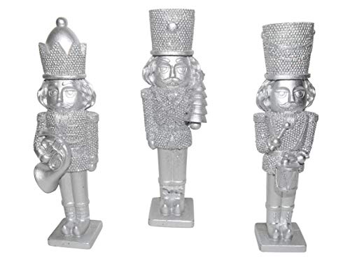 3er Set Nussknacker Dekofigur Silber 16,5 cm Weihnachtsfigur Figur Weihnachtsdeko von Unbekannt