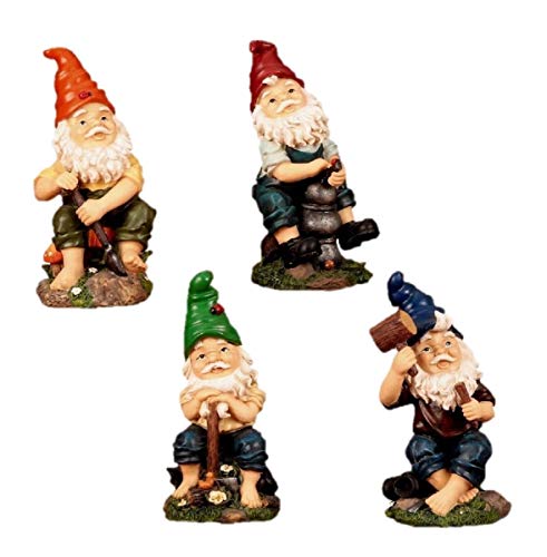 4 Lustige Gartenzwerge Gnome 22cm Gartenzwerg von Unbekannt