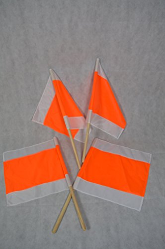 4 STÜCK WARNFAHNE FLAGGE WARNFLAGGE WINTERFAHNE FAHNE ORANGE/WEISS 500x500MM MIT STIEL von Unbekannt