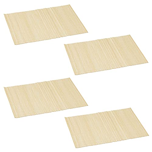 Global Partner 4er Set Bambus Platzmatten in Natur, braun oder schwarz | Tischsets | Platzsets | Unterlage | Platzdecken | Tischdecke | Tischmatten | Tischunterlage (Natur) von Global Partner