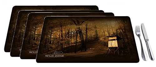 4er Set Platzmatte, mit Jagdmotiv abwaschbar 43x 30 cm, Platzset, Platzdeckchen von Unbekannt