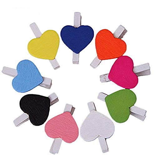 50 Stück Liebe Clip aus Holz Foto Clips Kleidung Papier Pegs bunt Holz Handwerk Clips Mini Wäscheklammern Karte Papier Pegs elegant und beliebt von Unbekannt