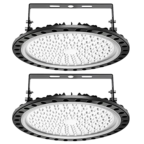 2 Pack 500W LED UFO Industrielampe Hallenstrahler, Papasbox LED Hallenleuchte Industrial Strahler Kronleuchter Werkstattlampe Hallenbeleuchtung, Kaltweiß 6000-6500K, Abstrahlwinkel 120° von papasbox