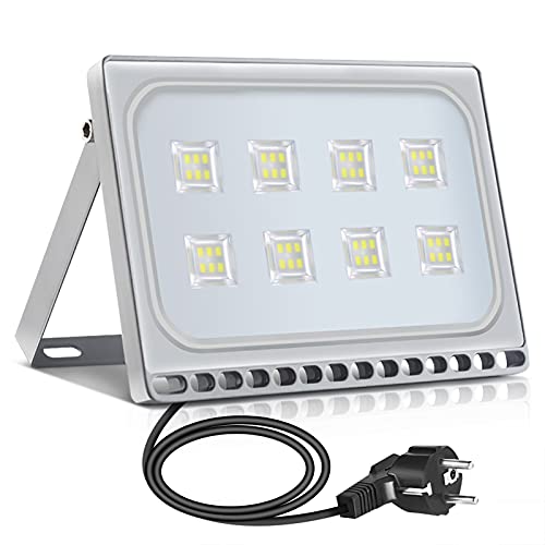 50W LED Flutlicht Flutlichtstrahler Strahler Scheinwerfer, LED Fluter Baustrahler mit Stecker Wasserdicht IP65, Kaltweiß 6000K, Ideale Wandleuchte Außenbeleuchtung für Garten, Garage, Hotel von papasbox