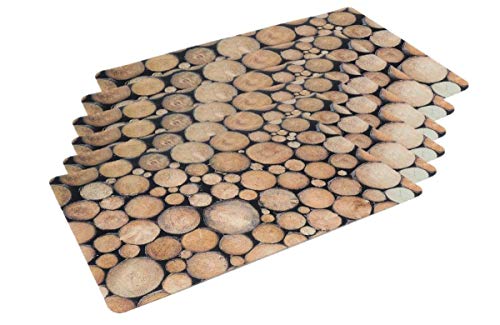 6 Stück Platzmatte Holzstämme Platzsets 44 cm x 28,5 cm von Unbekannt