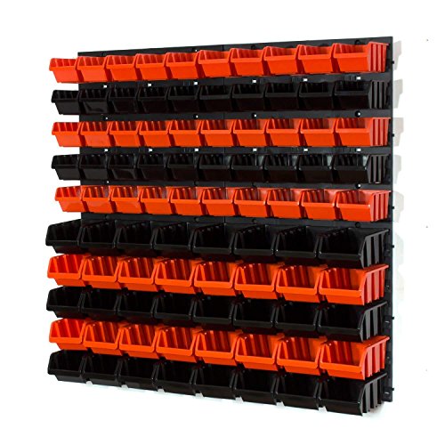 94 tlg Wandregal Lagerregal Stapelbar Gr.1, Gr.2 schwarz orange Regal Werkzeughalterung von Prosperplast