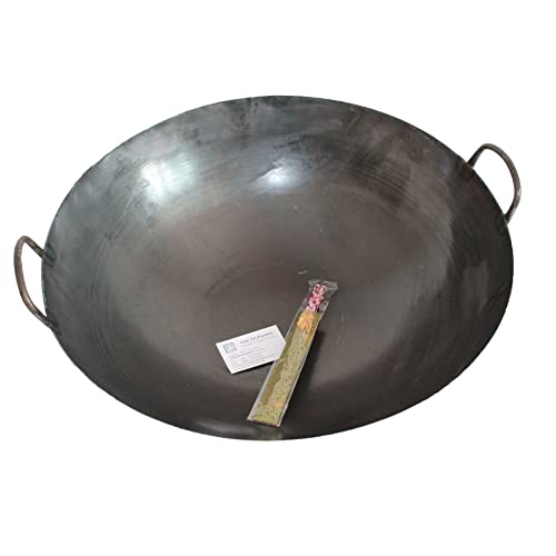 Asia Art Factory AAF Nommel Wok Ölwanne ca. 50 cm Durchmesser mit 2 Griffen Henkeln mit rundem Boden für Gas Gastronomie Wokpfanne Ölwok von Asia Art Factory