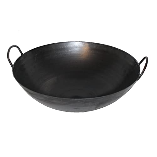 AAF Nommel ® Wok ca. 40 cm Ø mit 2 Griffen/Henkeln und rundem Boden für Gas, Gastronomie, Wokpfanne Ölwanne von Unbekannt