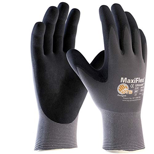 ATG Maxiflex Ultimate Handschuhe, handbeschichtet, AdApt S-XL, 2 Paar, 42874 atmungsaktiv, Small, Schwarz, 2 von ATG