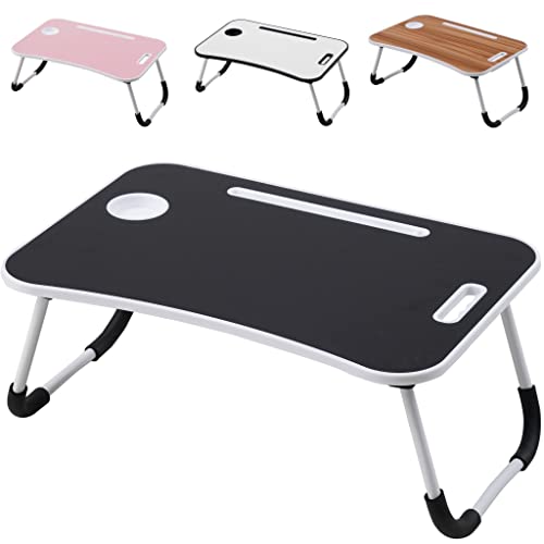 Albatros Laptoptisch mit Schublade FLIP Schwarz - Bett Tablett-Tisch, klappbar - Laptop Tisch für Couch oder fürs Bett mit Handy/Tablet-Halter oder Frühstücks-Tablett von ALBATROS