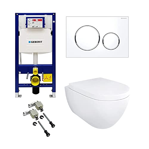 Alpenberger Toilette | Wand WC Spülrandlos | Hänge WC Komplettset Vorwandelement | Moderne Kloschüssel mit Geberit Unterputz WC Spülkasten & Geberit Duofix Bausatz & Betätigungsplatte (7201 U) von Unbekannt