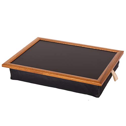 Andrew´s Knietablett Laptray mit Kissen Tablett für Laptop Stoff Uni schwarz/of schwarz/Rahmen Eiche von Unbekannt