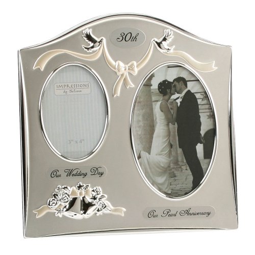 Giftbrit WB Anniversary - Happy Anniversary 30. Perle Hochzeitstag Dual-Photo Fra von Giftbrit