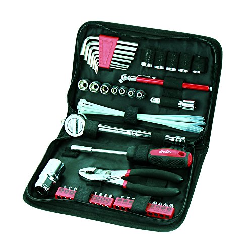 Apollo Tools 56 Piece Compact Metric Auto Tool Set in Zippered Case, Small Mechanic Tool Set for Car Emergency, Motorcycle Repair on The Road, Great for Travel Tool Needs - Red - DT9775 von Apollo