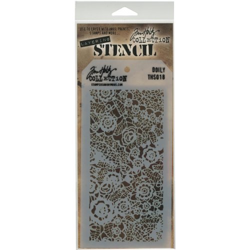 Art Gone Wild Plastik Tim Holtz Spitzendecke Schablone, Synthetic Material, durchsichtig, 28.6 x 11.4 x 0.1 cm von Stampers Anonymous