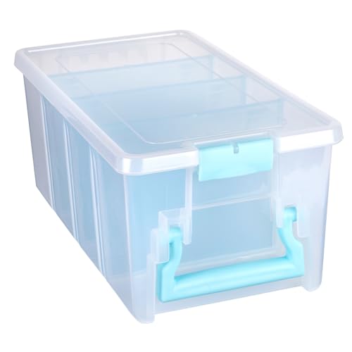 ArtBin 6925AA Semi Satchel mit herausnehmbaren Trennwänden, tragbarer Kunst-und Handwerks-Organizer mit Griff, [1] Kunststoff-Aufbewahrungskoffer, transparent mit Aqua-Akzenten von ArtBin