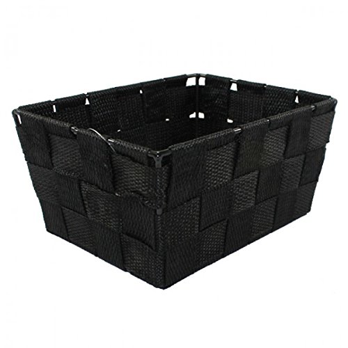 Aufbewahrungsbox 18,5x14x9 uni geflochten schwarz weiß beige braun Korb Körbchen, Farbe:Schwarz von Unbekannt