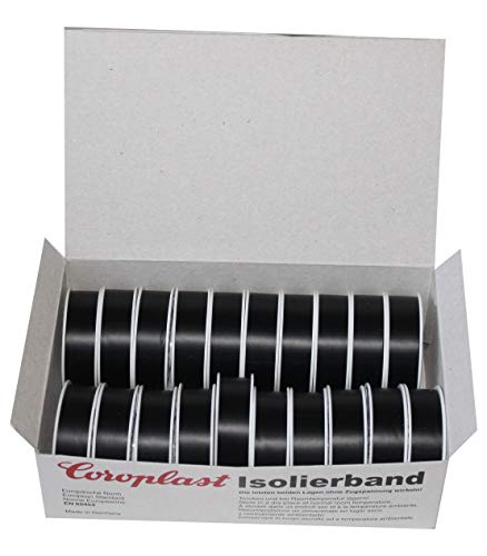 Auswahl Farbe Coroplast Box verschiedene Farben VDE Isoband Elektriker Isolierband Klebeband 15mm x 10 m 20 Rollen (Schwarz) von Unbekannt