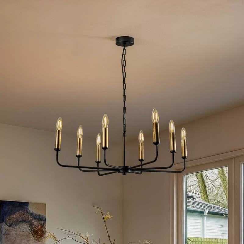 B-Ware Ampli Kronleuchter Leuchte Schwarz Gold 8 Flammig Deckenleuchte Hängeleuchte E14 B-Ware Ampli Kronleuchter Leuchte Schwarz Gold 8 Flammig Deckenleuchte Hängeleuchte E14 von Unbekannt