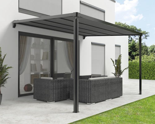 B-Ware Pergola Mit Stoffdach Markise Terrassenüberdachung Motorbetrieben Led Anthrazit von Unbekannt