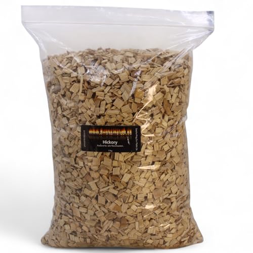 BBQ Woodchips Räucherchips Hickory 1Kg (ca. 4 Liter) Hickory Wood Chips für den Kugelgrill Gasgrill oder Smoker von www.Smokerholz24.de BBQ Plag