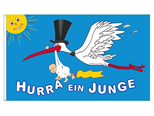 Baby Geburt Junge blau Babyfahne"Hurra ein Junge". von Unbekannt