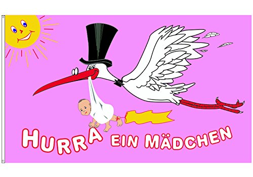 Baby Geburt Mädchen rosa Babyfahne "Hurra ein Mädchen". von Unbekannt