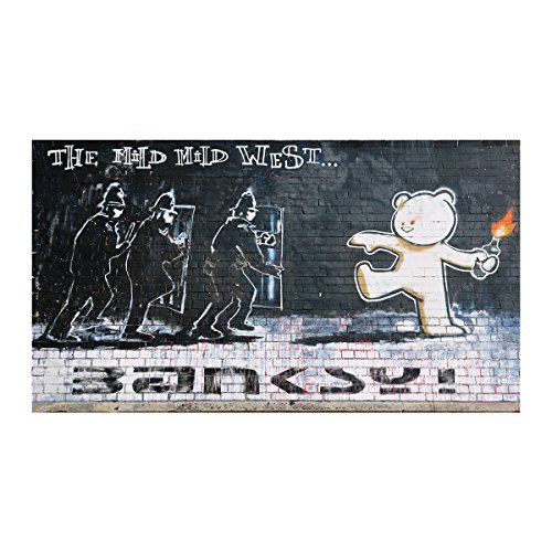 Banksy Mild Mild West Teddy Design | Art Wand Graffiti Vinyl Aufkleber | Urban Art Fenster, Auto, Laptop Aufkleber - Large - 44x24cm von Unbekannt