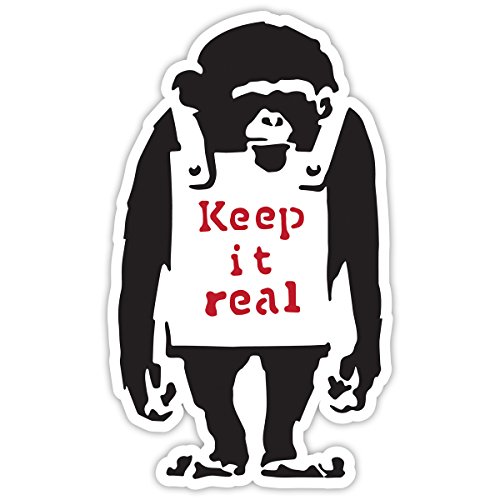 Banksy Monkey Keep It Real Design | Art Wand Graffiti Vinyl Aufkleber | Urban Art Fenster, Auto, Laptop Aufkleber - Large - 20x12cm von Unbekannt