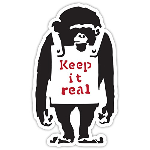Banksy Monkey Keep It Real Design | Art Wand Graffiti Vinyl Aufkleber | Urban Art Fenster, Auto, Laptop Aufkleber - Medium - 10x6cm von Unbekannt