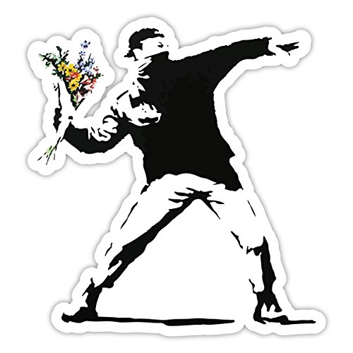 Banksy Rage Flower Thrower Design | Art Wand Graffiti Vinyl Aufkleber | Urban Art Fenster, Auto, Laptop Aufkleber - Large - 20x18cm von Unbekannt